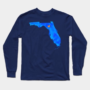 Watercolor Gainesville Love on Dark Blue Long Sleeve T-Shirt